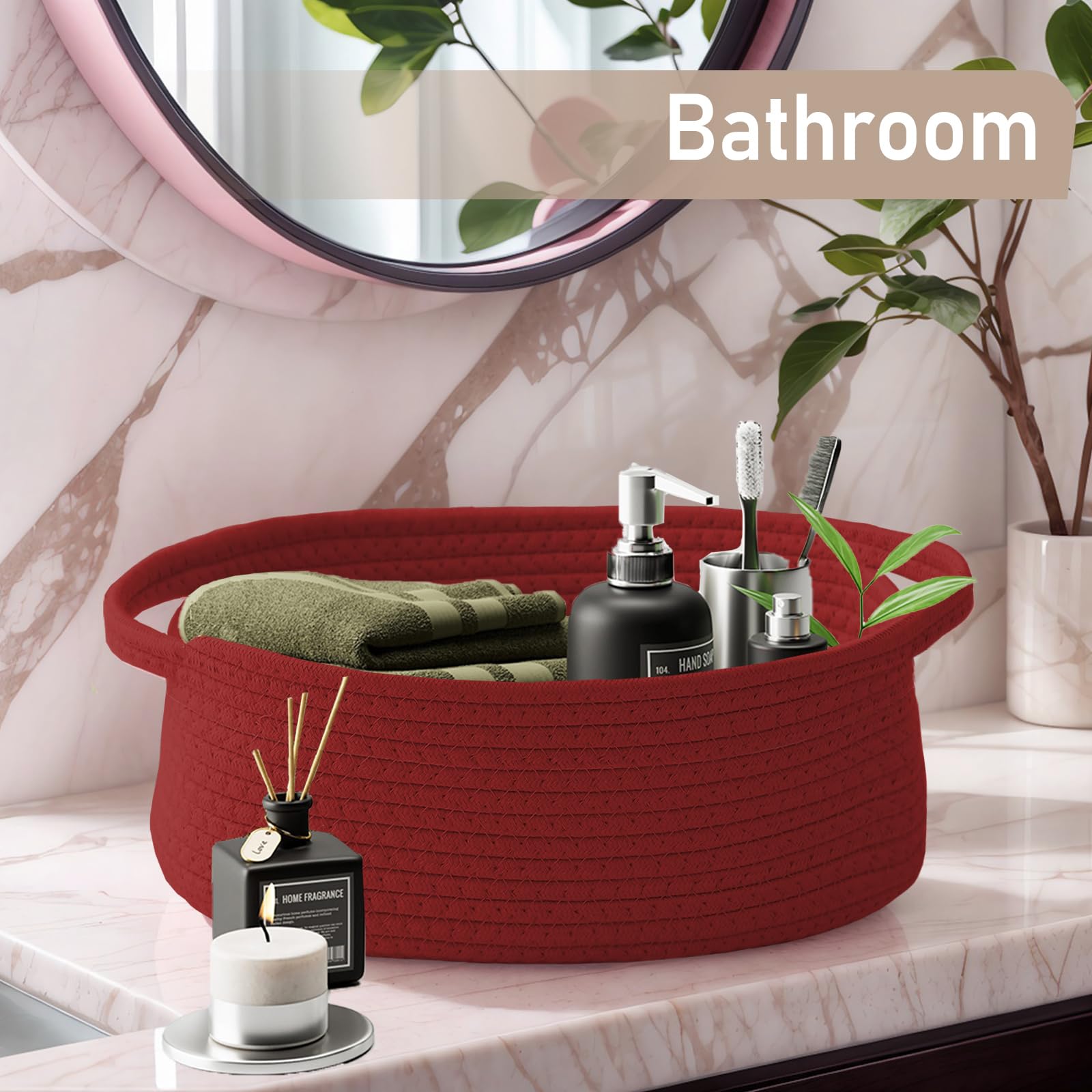 Decorative red JMvicyroam basket adds cozy decor and function