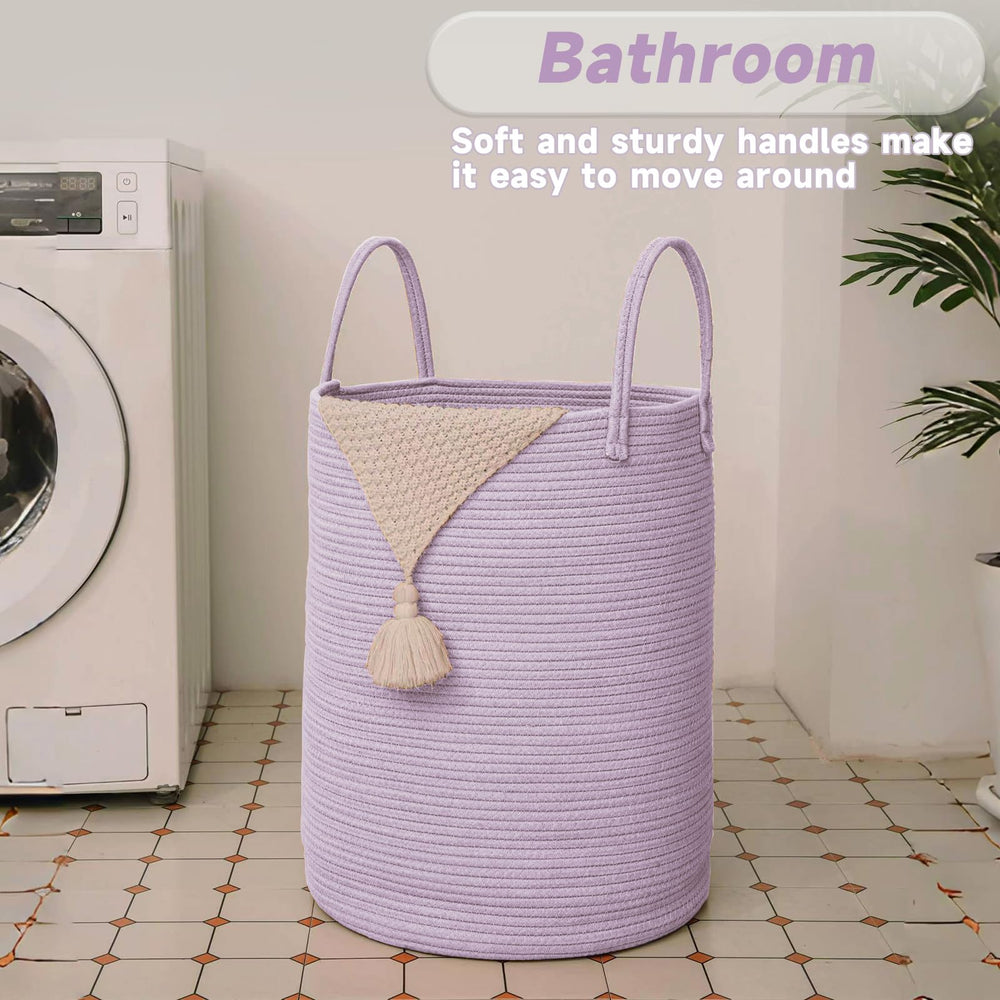 JMvicyroam foldable basket with soft handles for easy packing and storage.