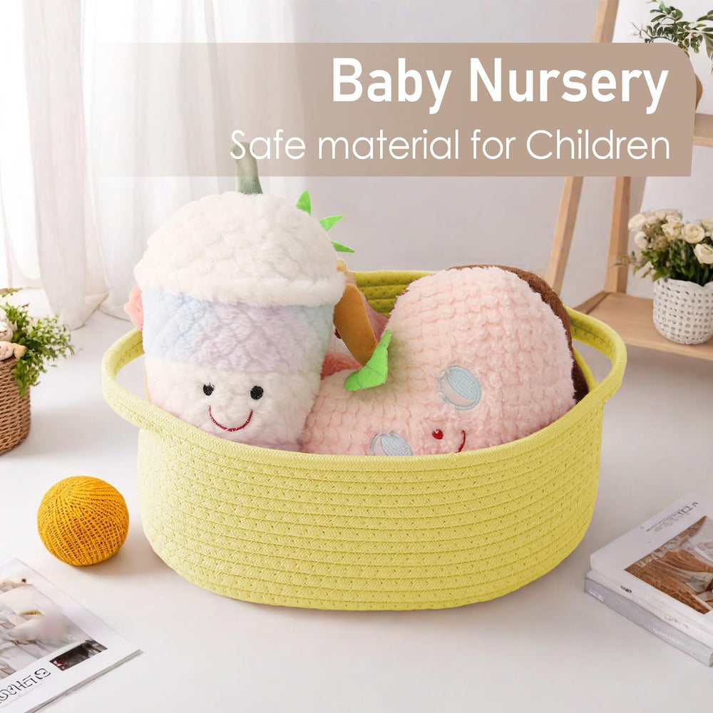 JMvicyroam handmade woven basket, cotton rope, safe for kids and pets
