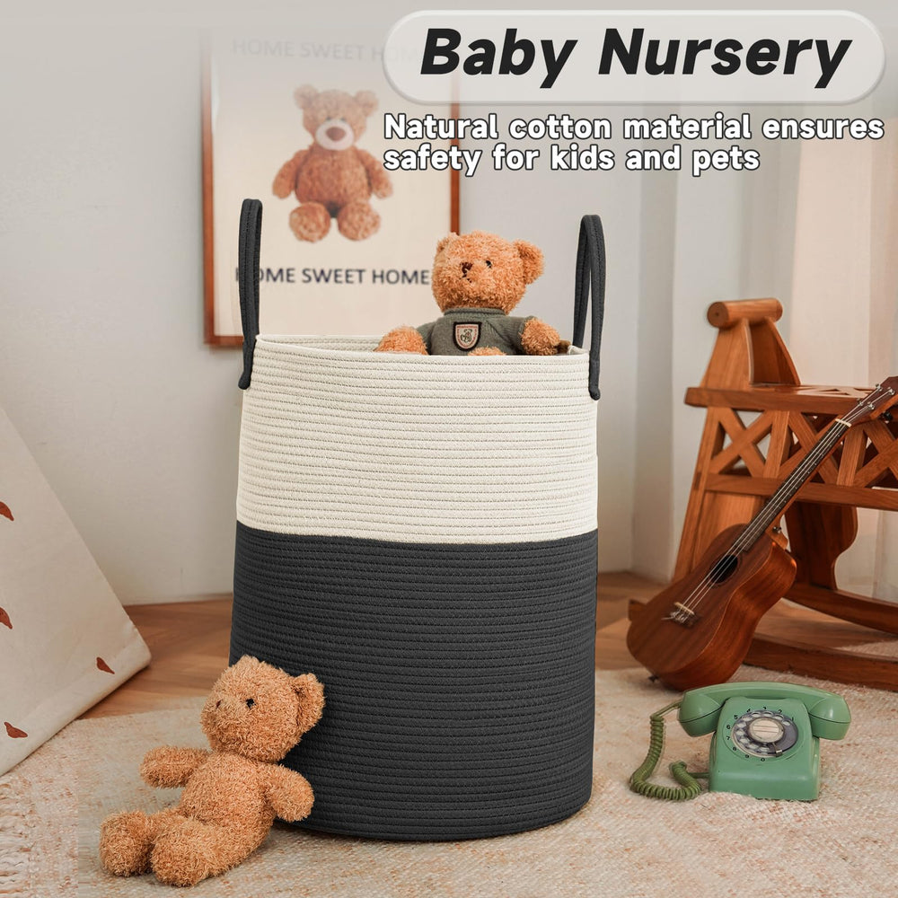 JMvicyroam handwoven cotton rope detail shows soft, durable handles for kids and pets.