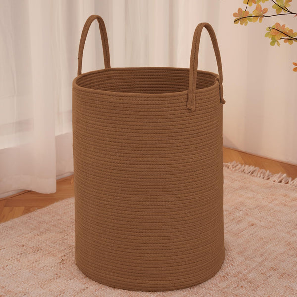 JMvicyroam large woven laundry basket with 100L capacity for blankets, clothes, and toys.