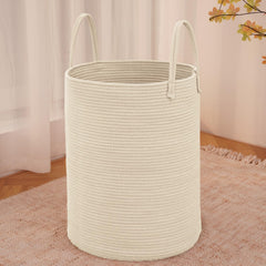 JMvicyroam large 60L woven laundry basket with sturdy rope handles for blankets.