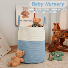 JMvicyroam basket close-up highlights cotton rope texture and soft sturdy handles.