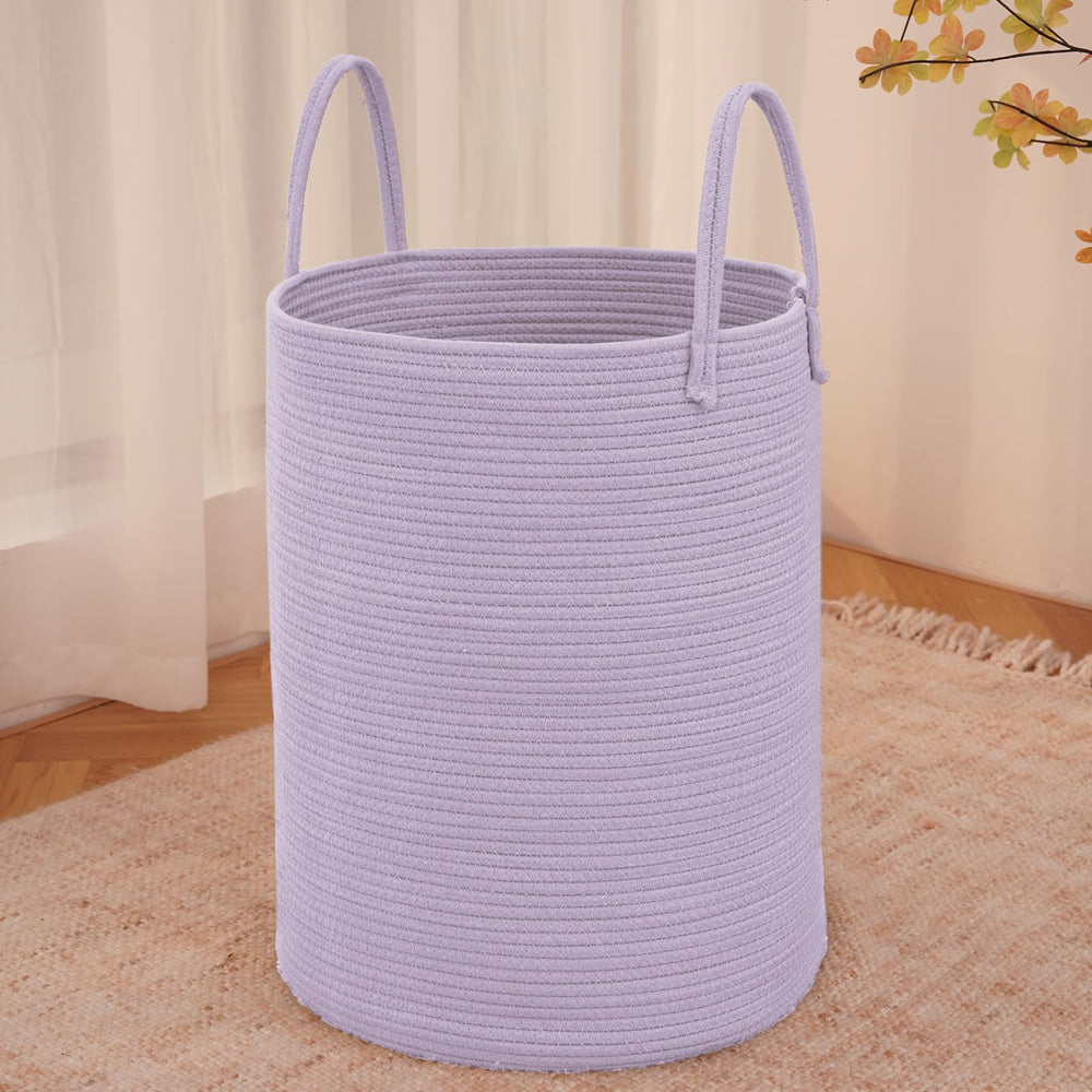 JMvicyroam large woven laundry basket front view, ideal for organizing blankets and laundry.