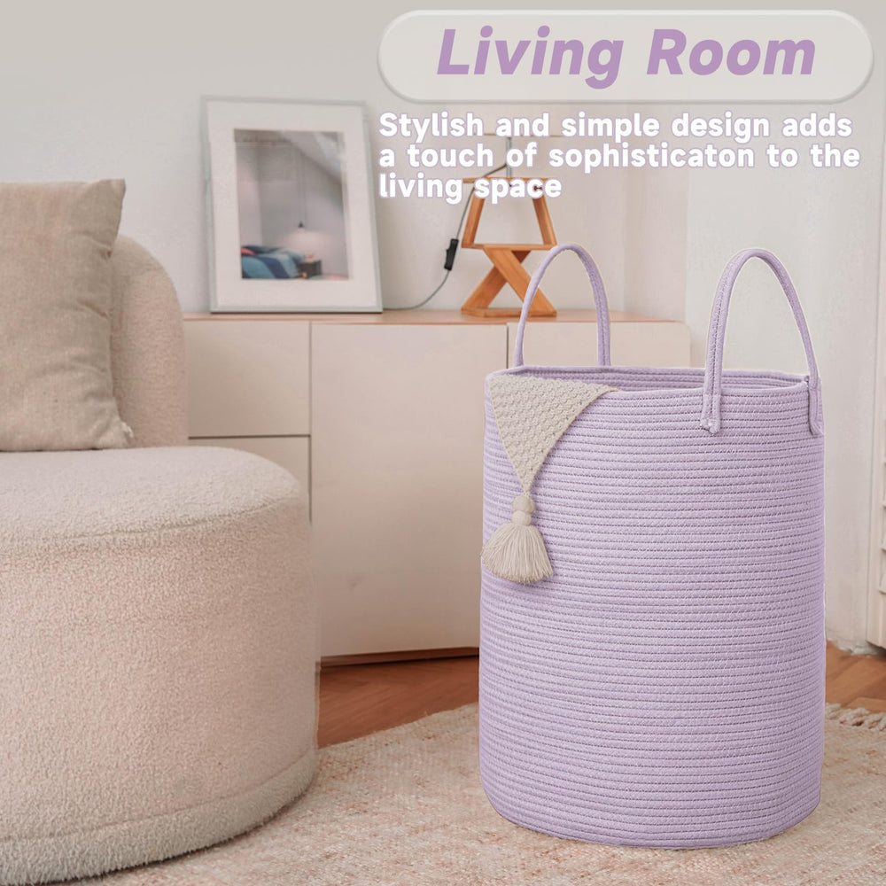 JMvicyroam large living-room storage basket keeps clutter organized and accessible.
