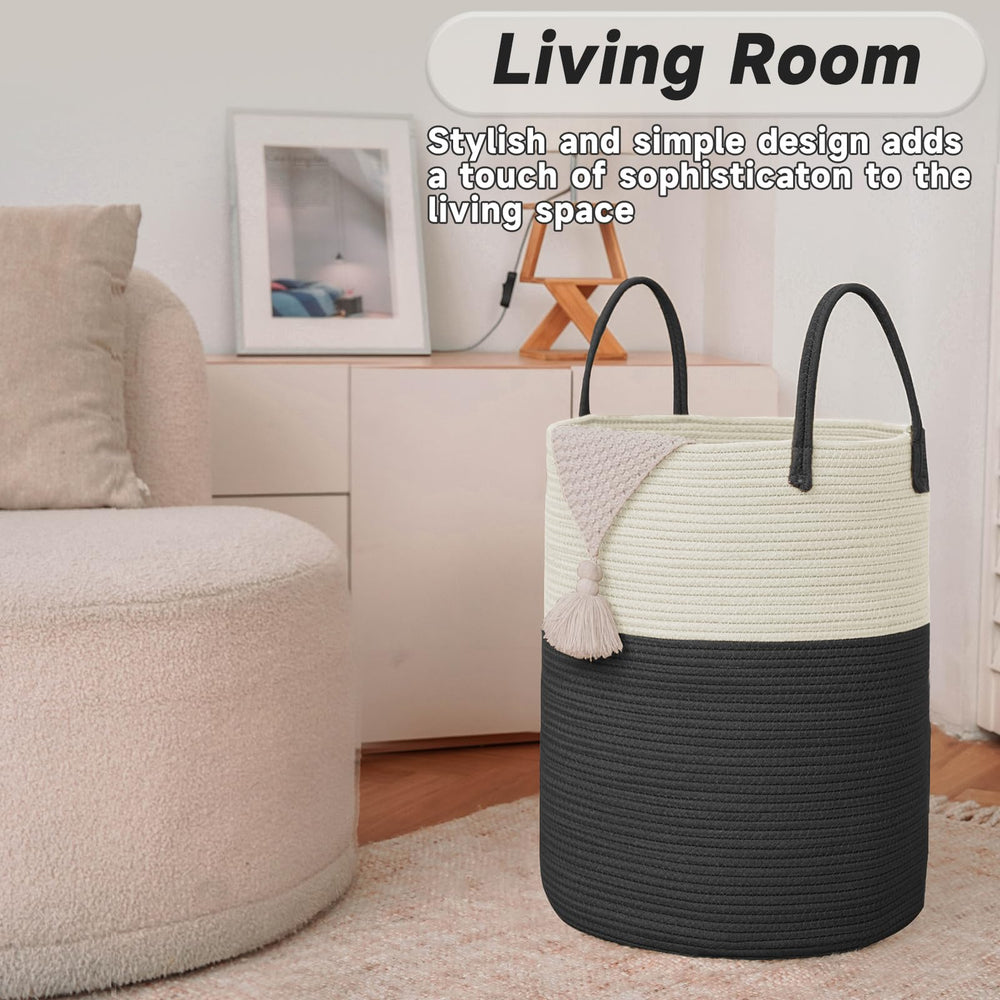JMvicyroam multipurpose storage basket in living room or nursery for toys and blankets.