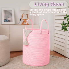 JMvicyroam multipurpose storage basket tidies blankets, clothes, and toys.