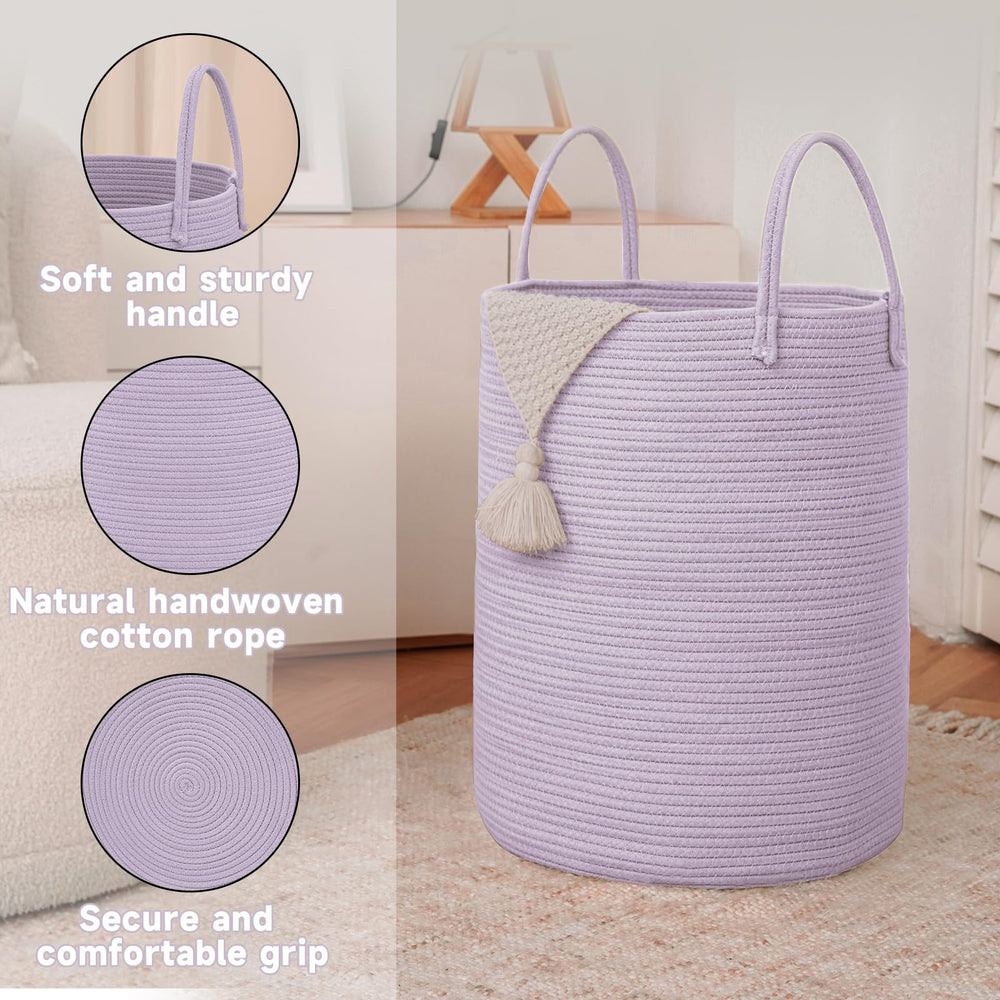 JMvicyroam nursery decor basket in room, adds natural texture and practical storage.