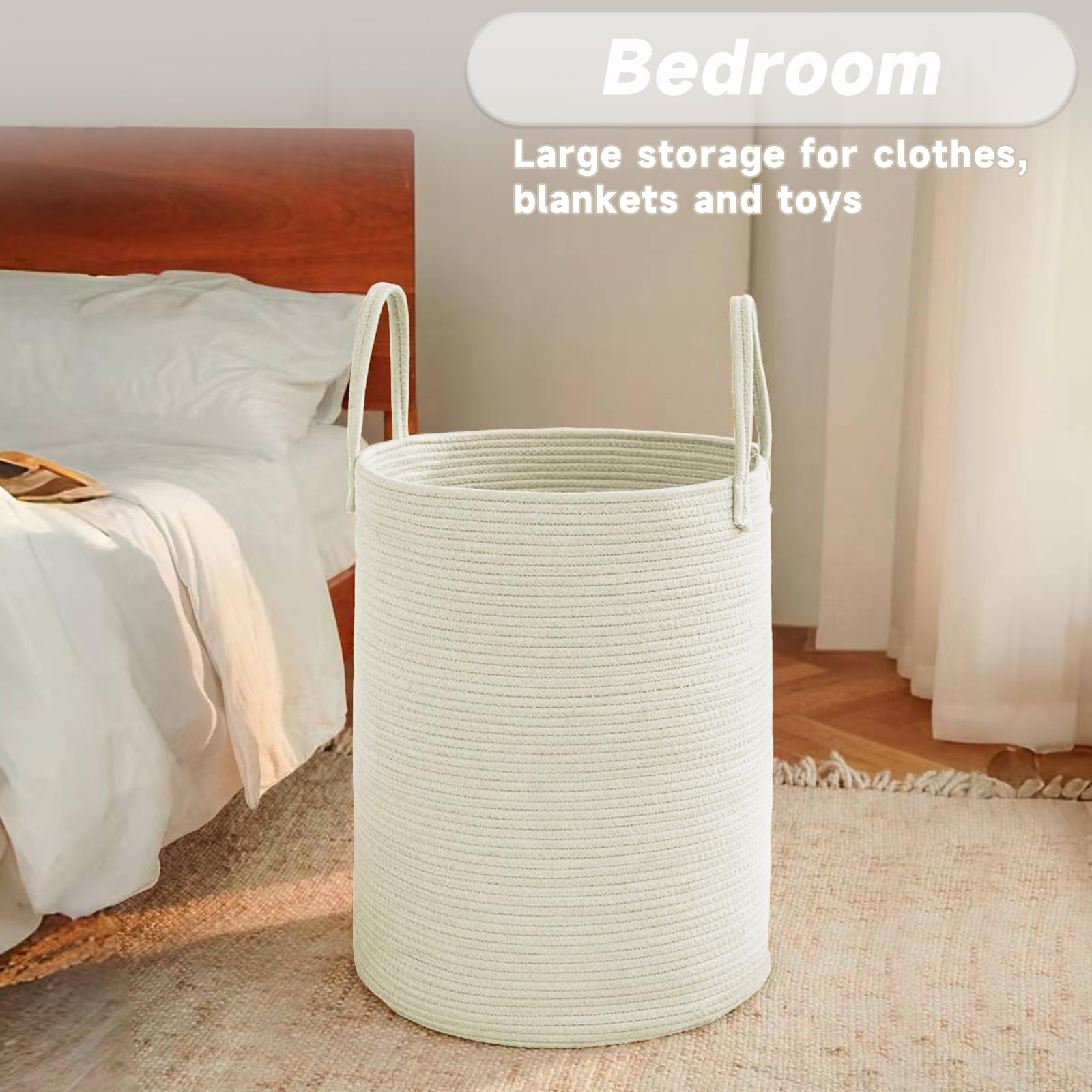 JMvicyroam soft-handled basket for safe, easy laundry transport
