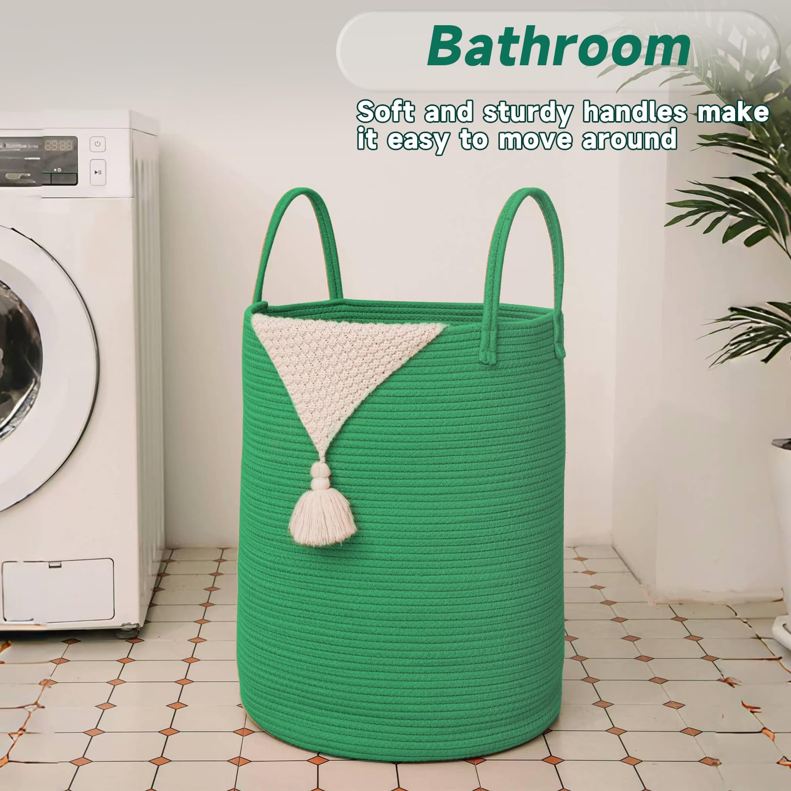 JMvicyroam soft handles on the woven hamper ensure comfortable use.