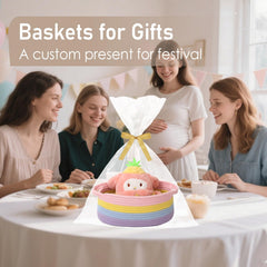 JMvicyroam soft ergonomic handles on a woven basket for daily use.