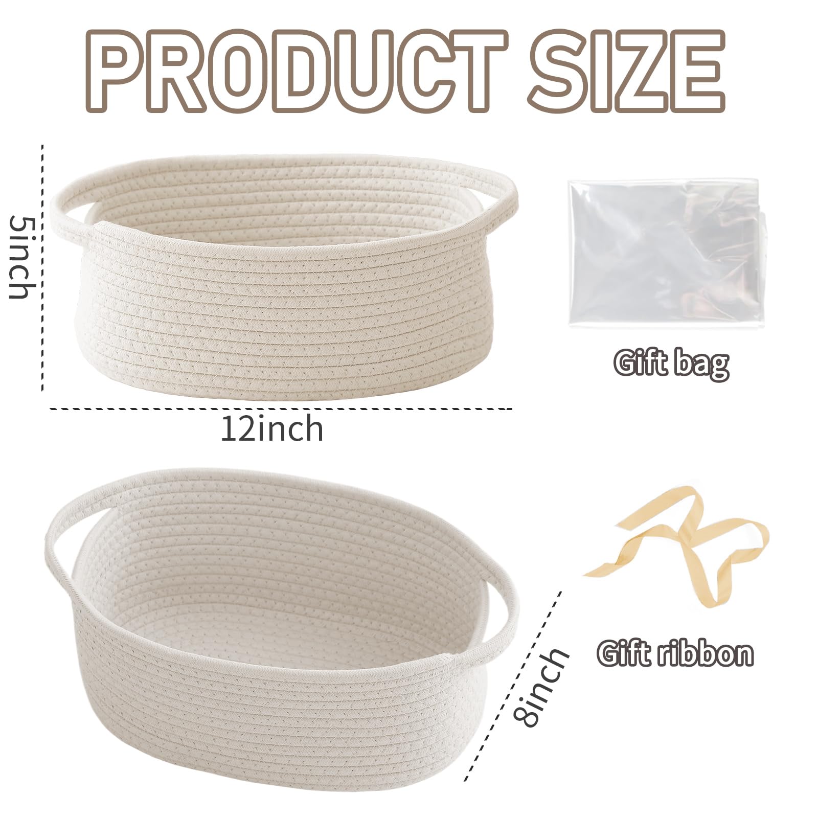 Two-pack JMvicyroam basket with ribbon bag for gifts and storage