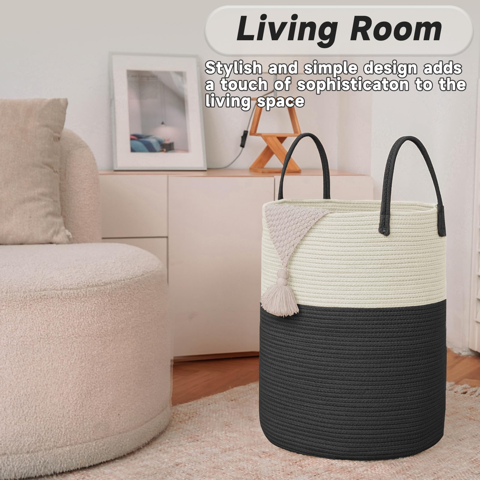 JMvicyroam white black nursery hamper decorative design enhances storage in modern spaces.
