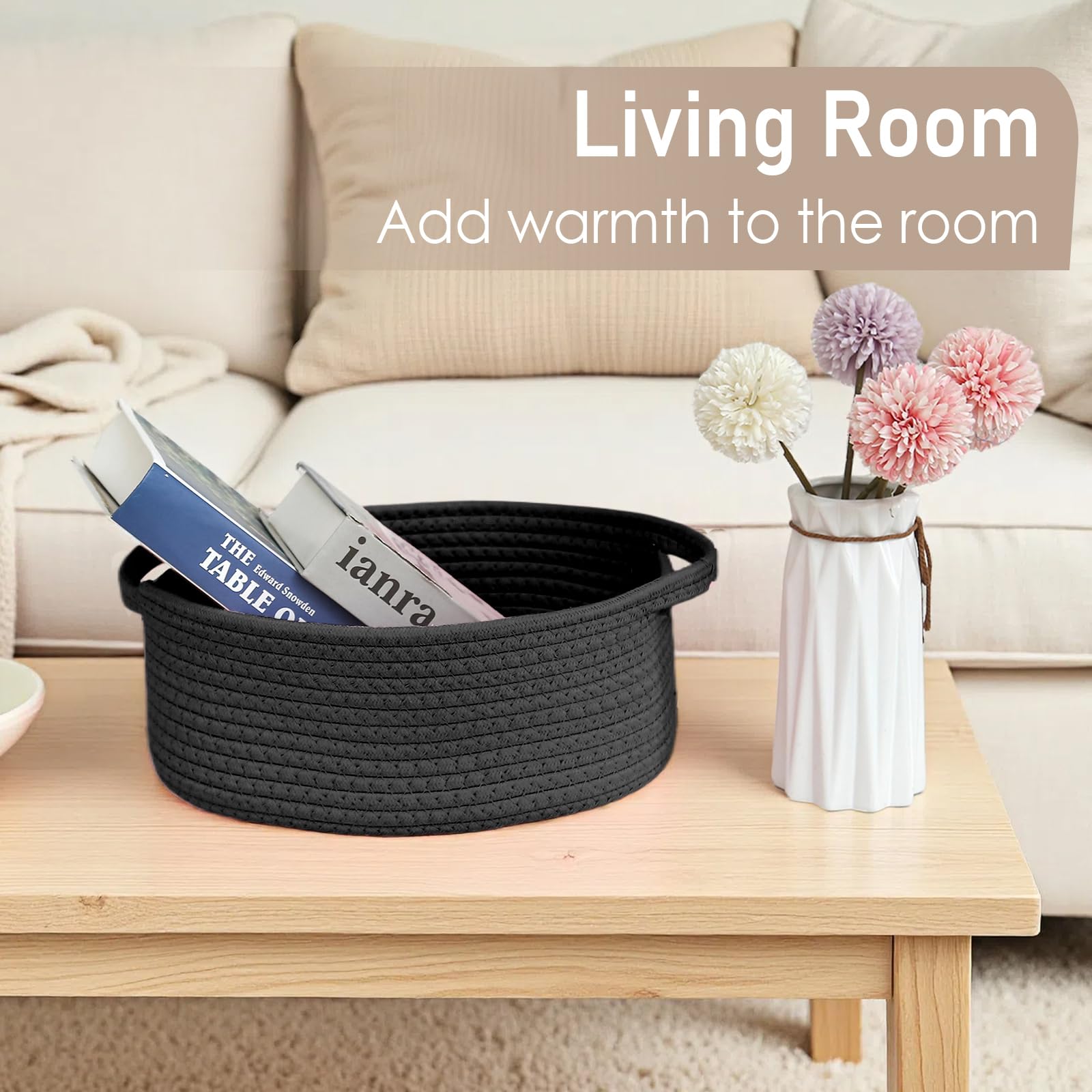 JMvicyroam cotton-rope material basket showing natural texture for safe home use