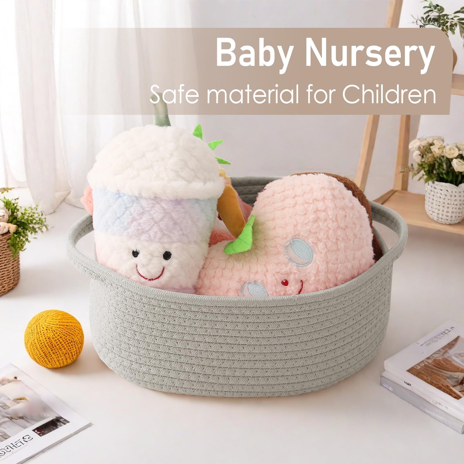 JMvicyroam gray basket ideal for toiletries and daily use.