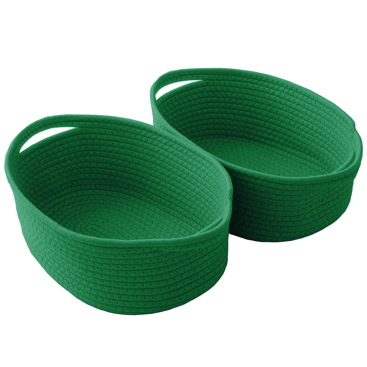 JMvicyroam woven basket with handles for easy shelf organization in green two-pack