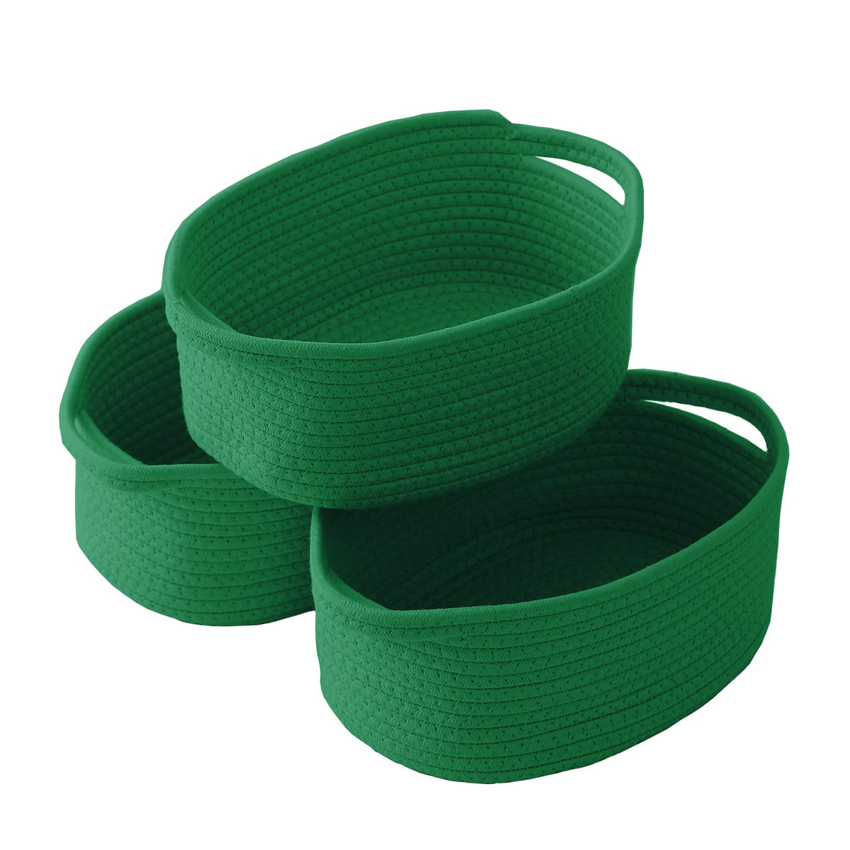 JMvicyroam woven basket with handles for easy shelf storage.