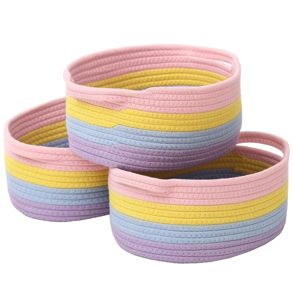 JMvicyroam woven basket small rope storage bin with handles for tidy shelves