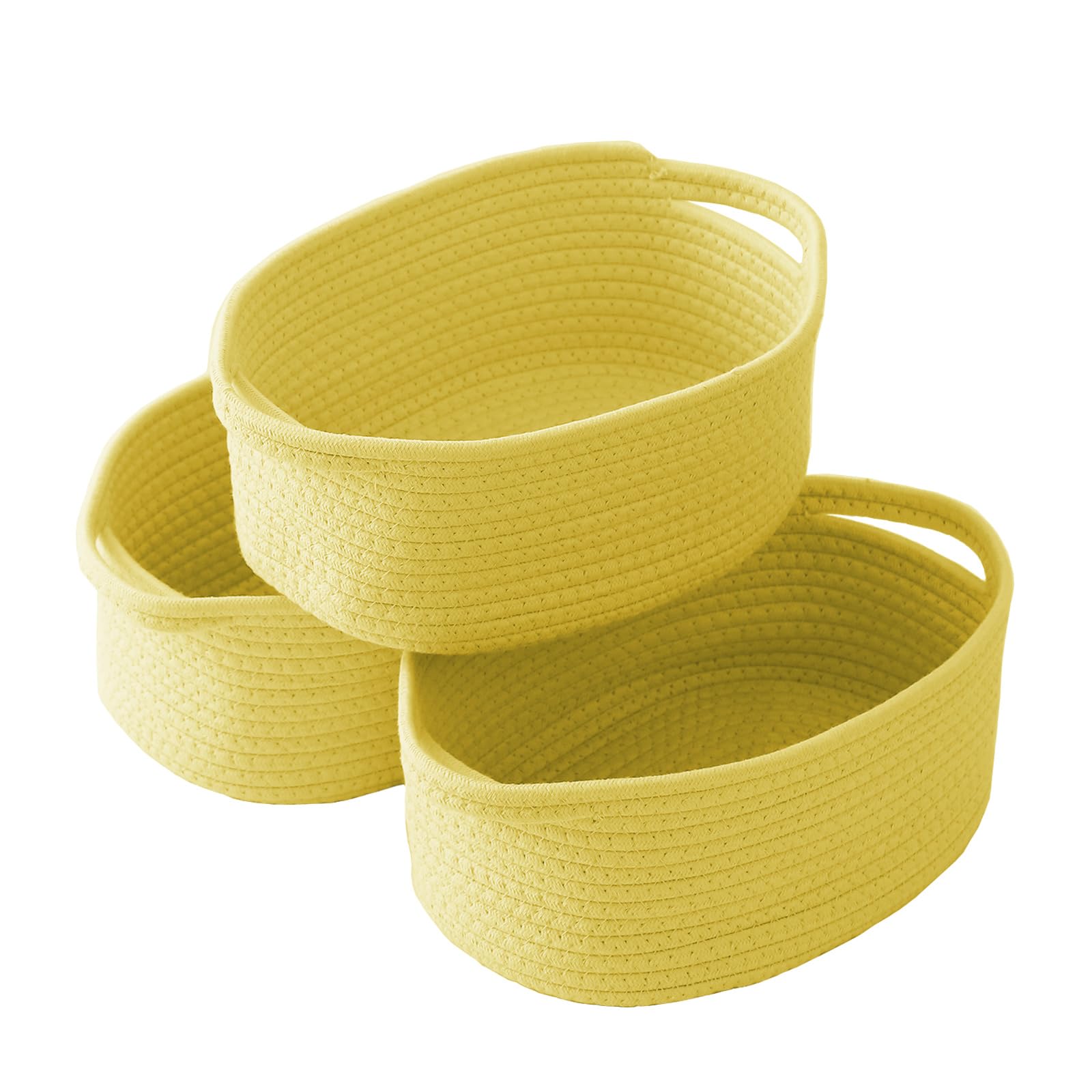 JMvicyroam woven basket in yellow for compact shelf organization and easy access