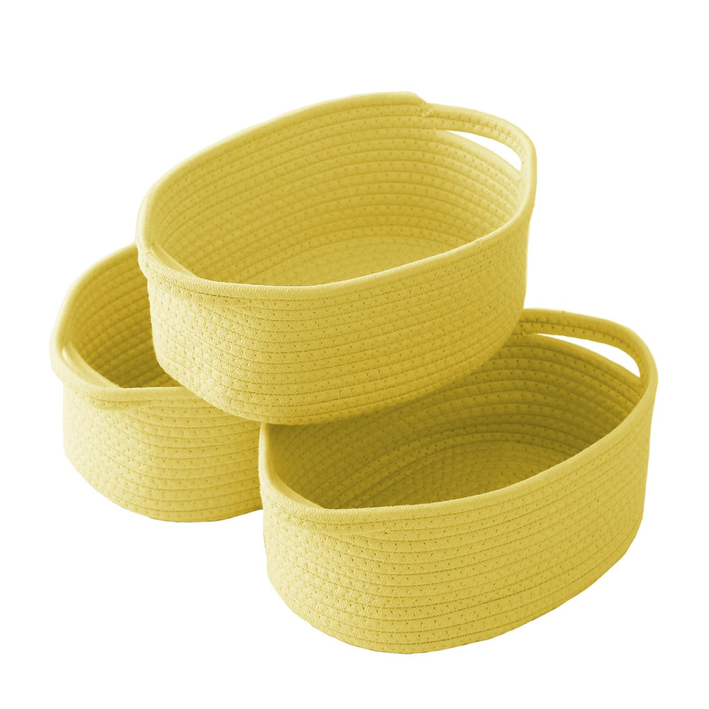 JMvicyroam woven basket in yellow for compact shelf organization and easy access