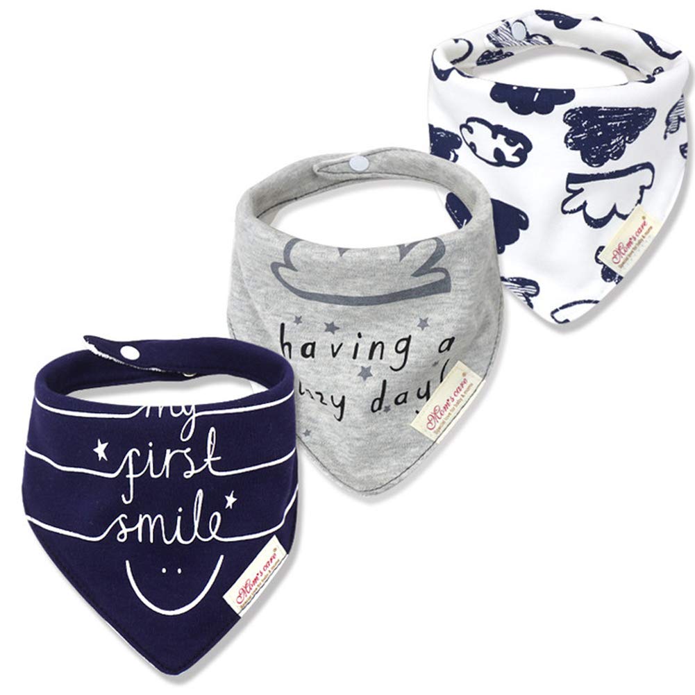 JN&LULU 3-pack bandana bibs with drool-ready cotton for soft baby skin