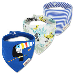 JN&LULU baby bandana bibs with parrot pattern, stylish and absorbent for drool-prone days.