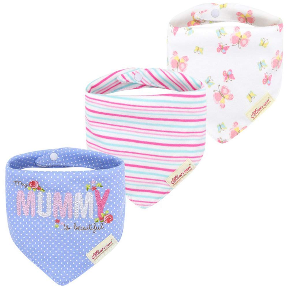 JN&LULU butterfly bandana bib with adjustable snaps keeps outfits clean