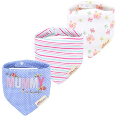 JN&LULU butterfly bandana bib with adjustable snaps keeps outfits clean