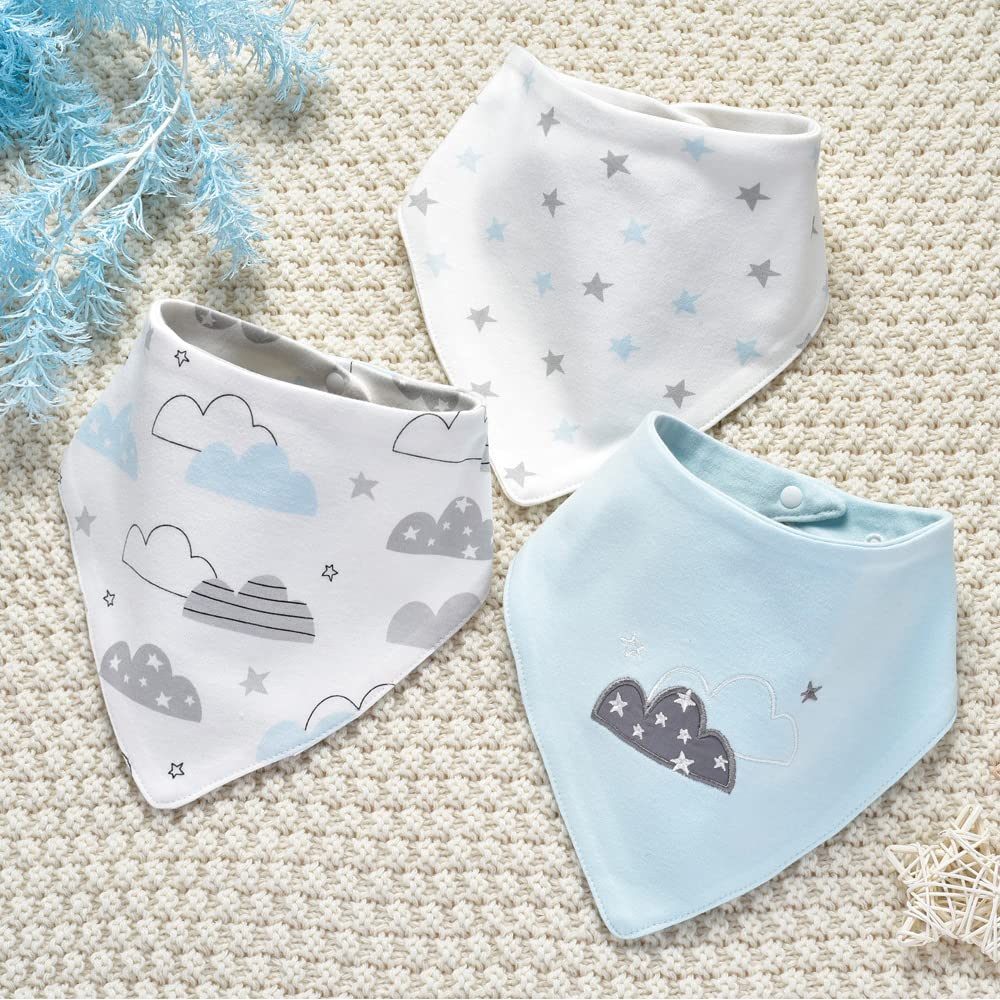 JN&LULU bandana bib cloud fabric closeup reveals breathable cotton and comfort.