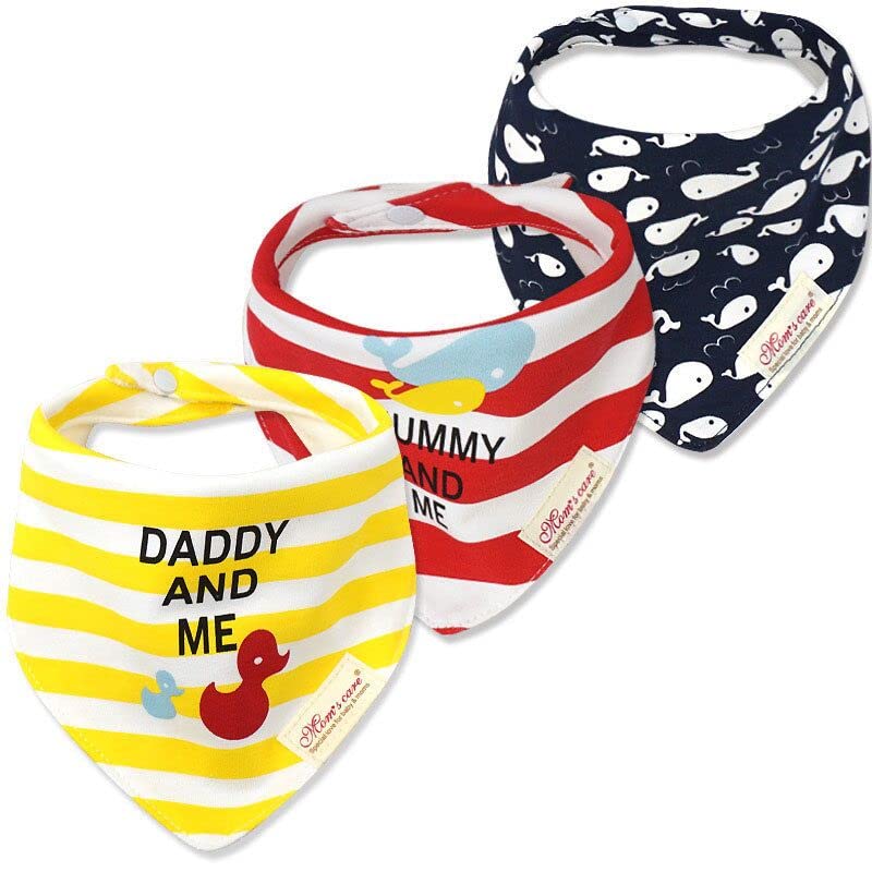 JN&LULU bandana bib pack3 protects outfits from drool with adjustable snaps for growing babies.