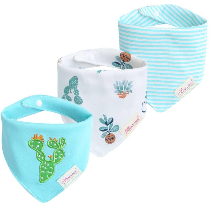 JN&LULU cactus-pattern bandana bibs catch drool and simplify daily cleanup.