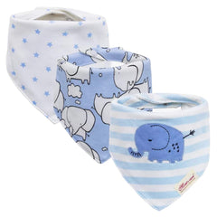JN&LULU newborn bandana bib in light blue catches drool and protects outfits