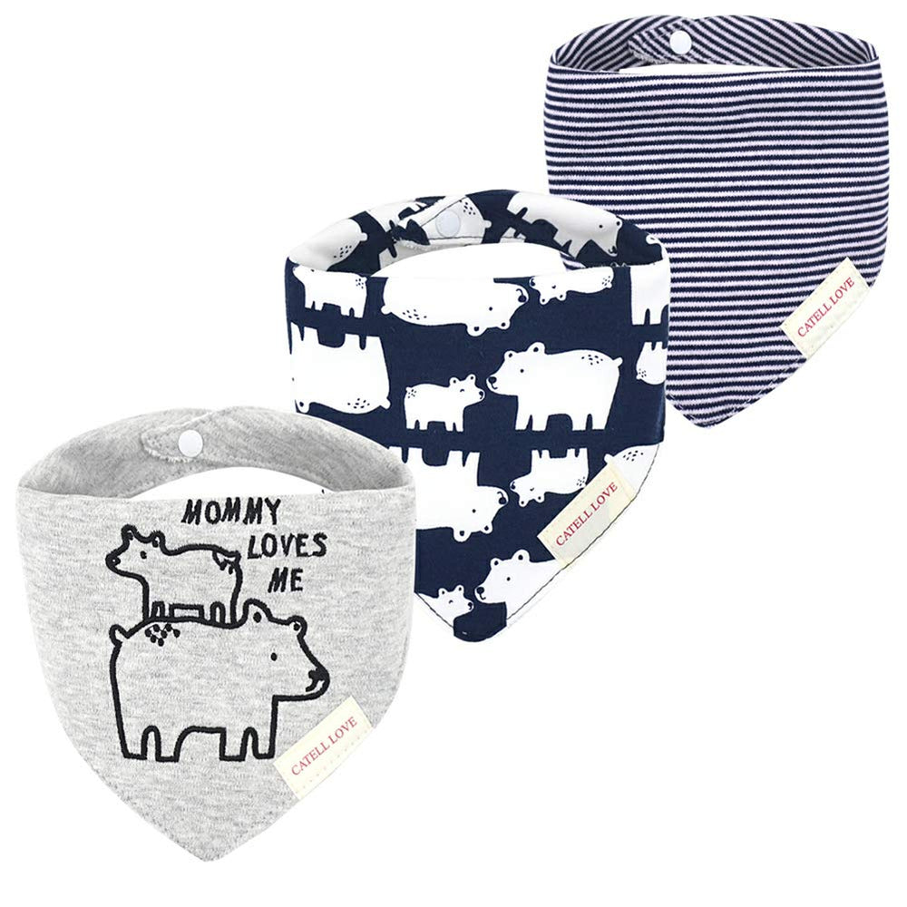 JN&LULU polar bear bandana bib for baby drool keeps outfits clean and stylish during feeds.
