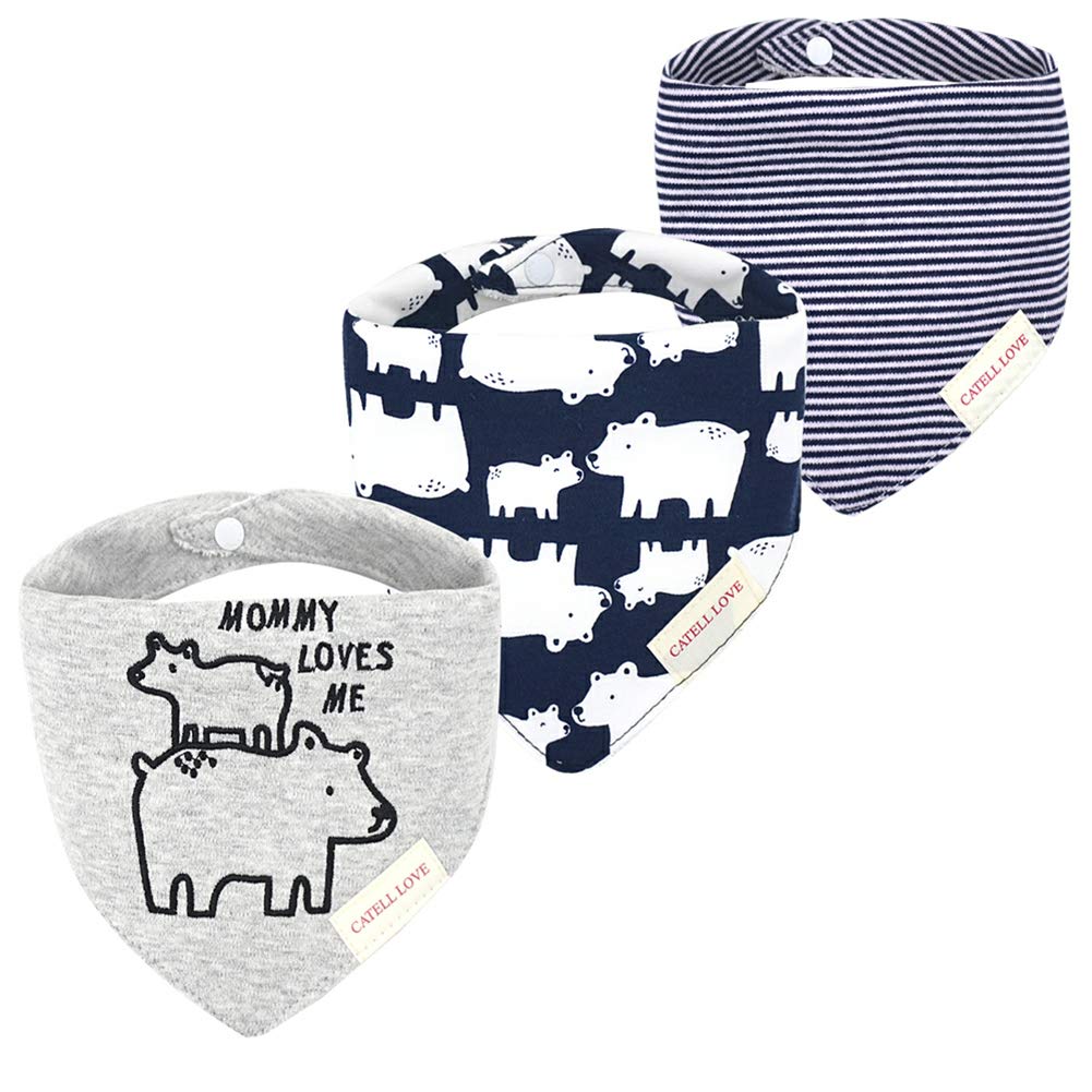 JN&LULU polar bear bandana bib for baby drool keeps outfits clean and stylish during feeds.