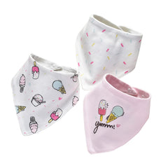 JN&LULU ice cream bandana bibs 3-pack for drool care and stylish baby outfits