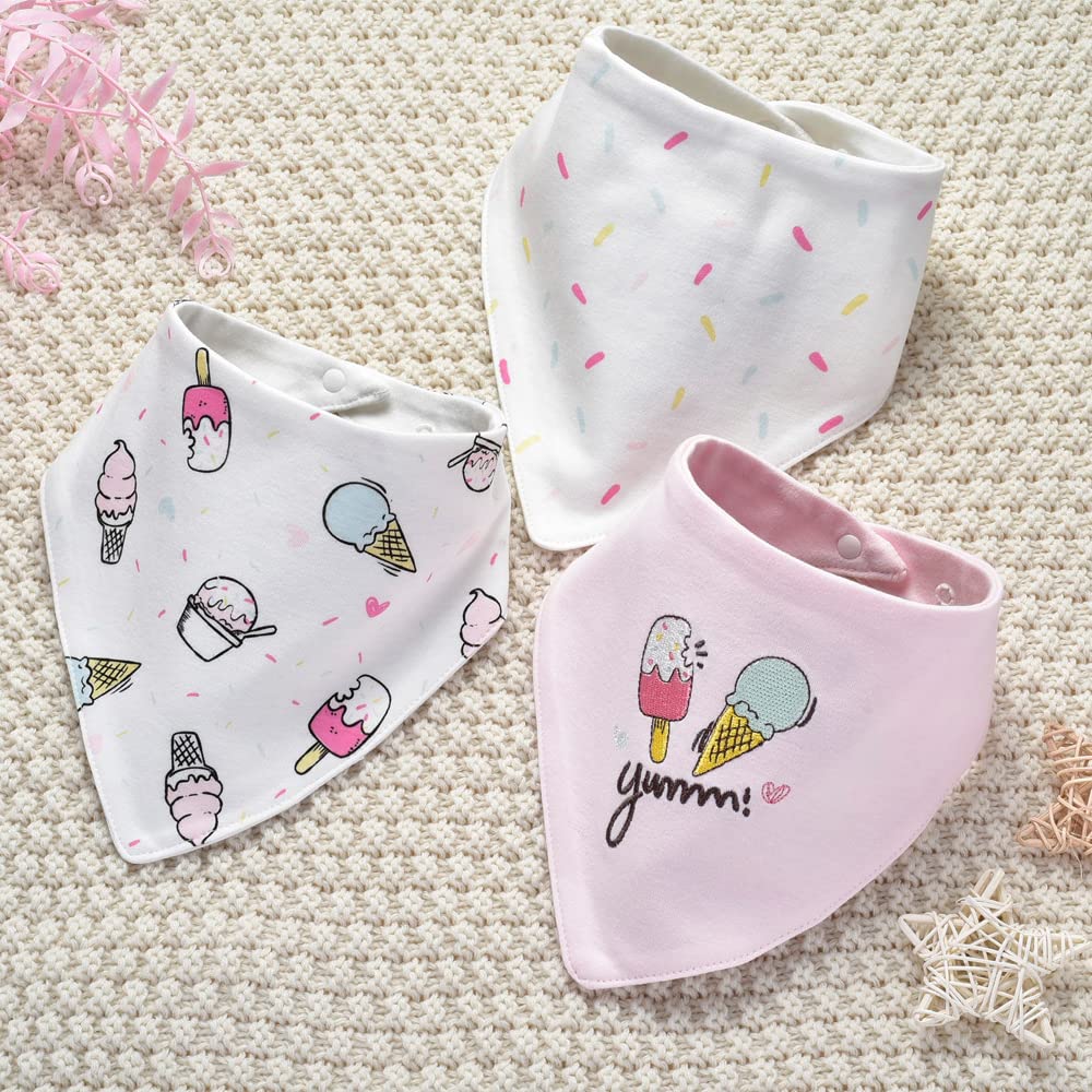 JN&LULU soft cotton bandana bibs with adjustable snaps for growing babies