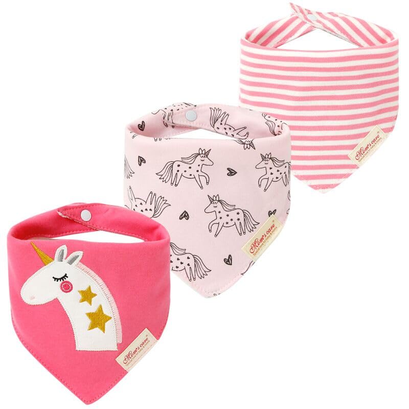 JN&LULU unicorn bandana bib in soft cotton keeps outfits clean during drooling and teething