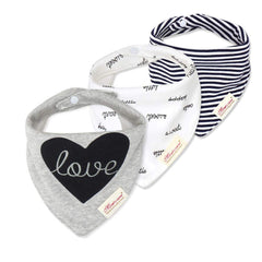 JN&LULU 3-pack baby bandana bibs catch drool and keep outfits clean
