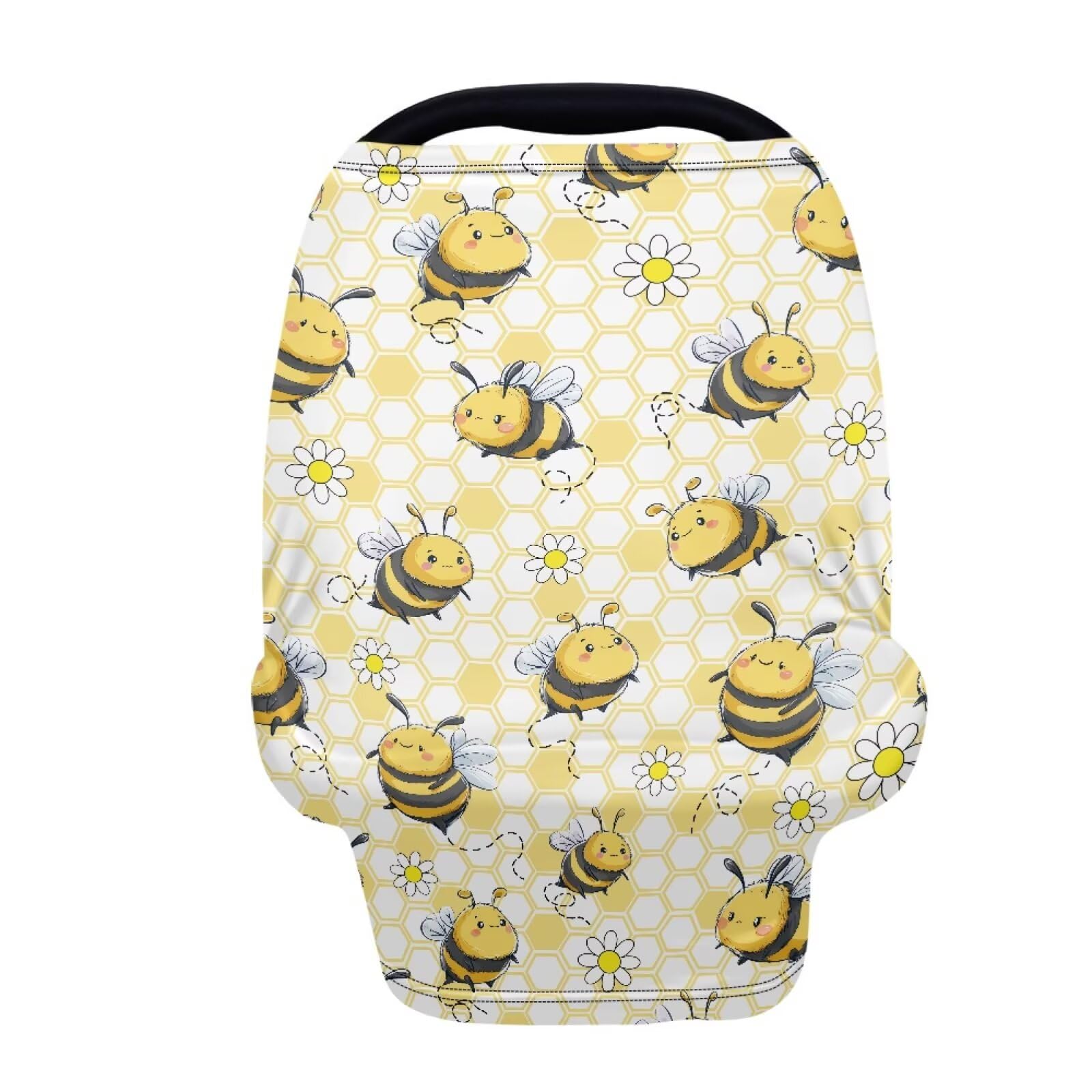 JOAIFO Bee Daisy carseat cover shields baby from sun while staying breathable.