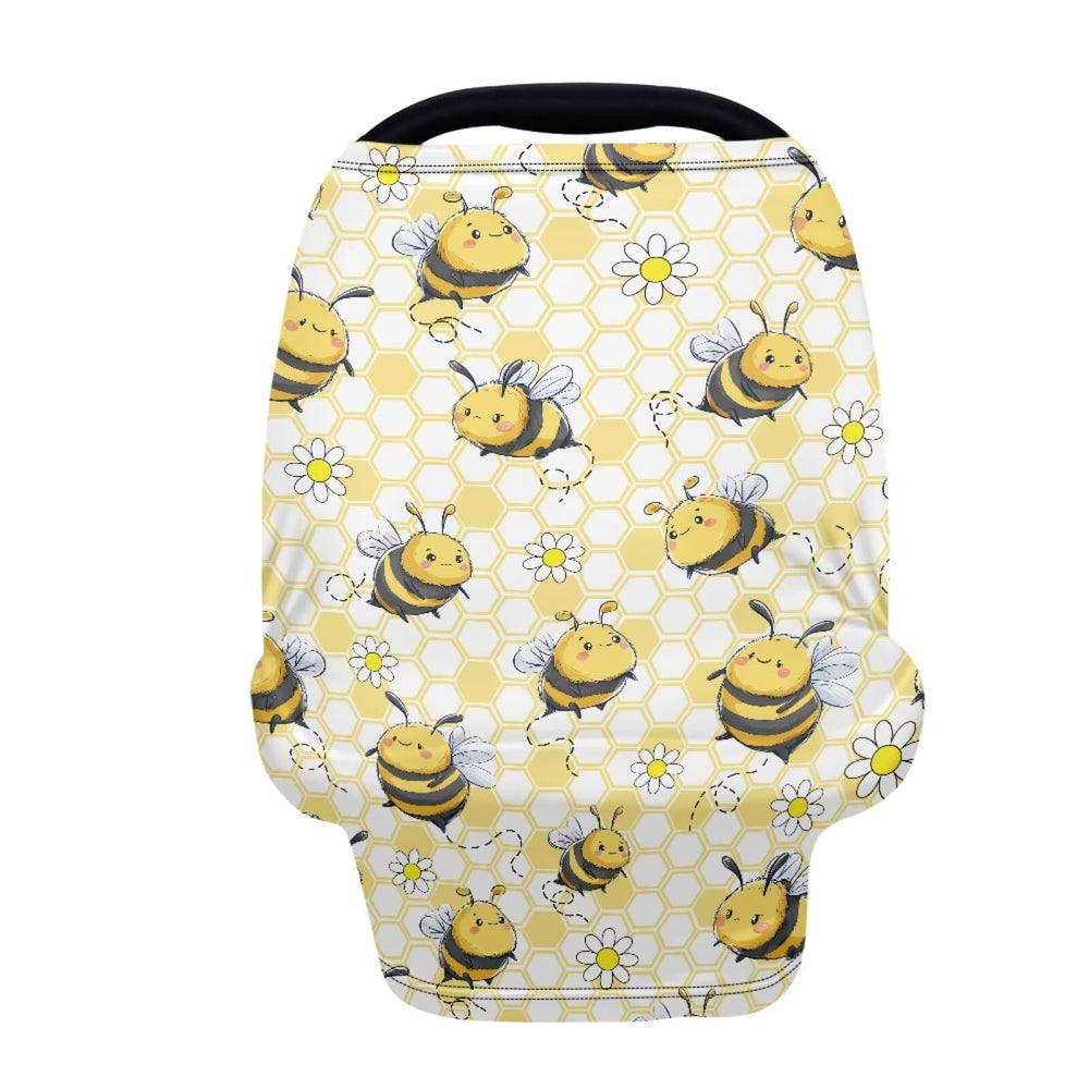 JOAIFO Bee Daisy carseat cover shields baby from sun while staying breathable.