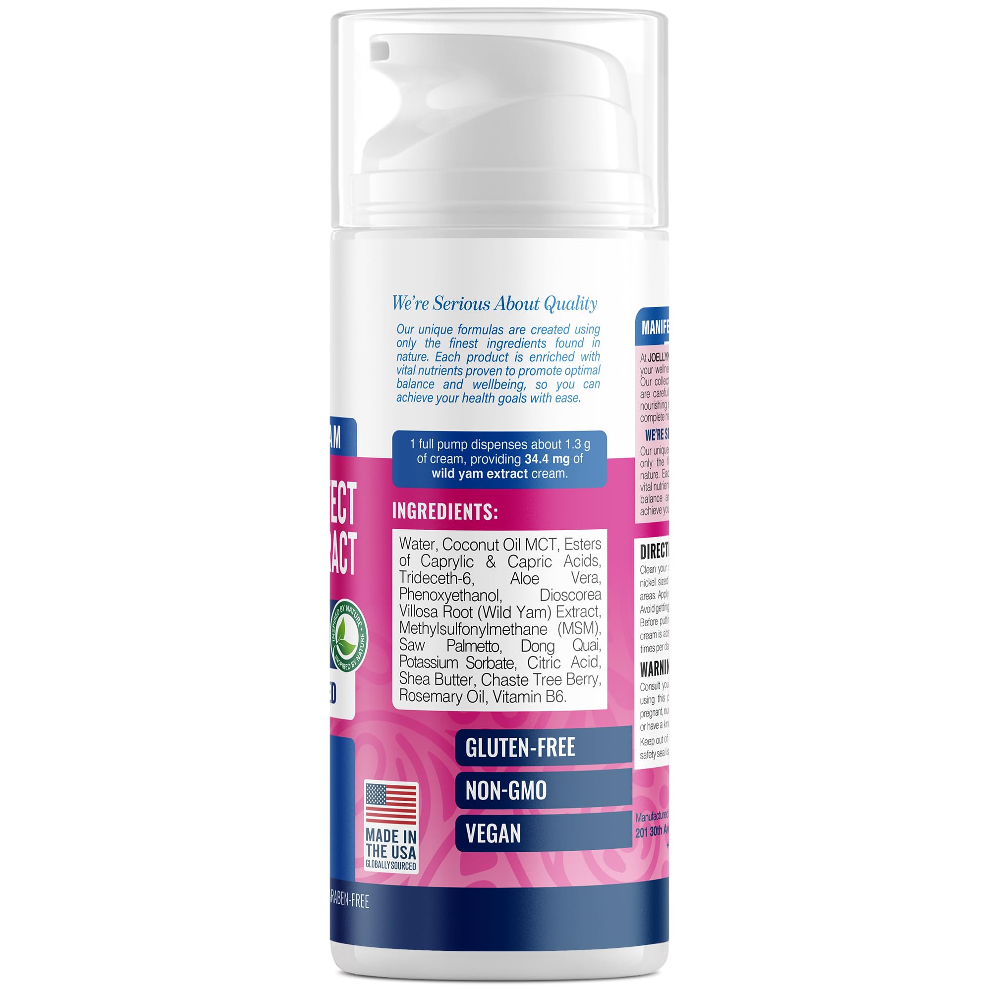 Joellyne Naturals ingredients list features aloe, MSM, coconut oil, and shea.