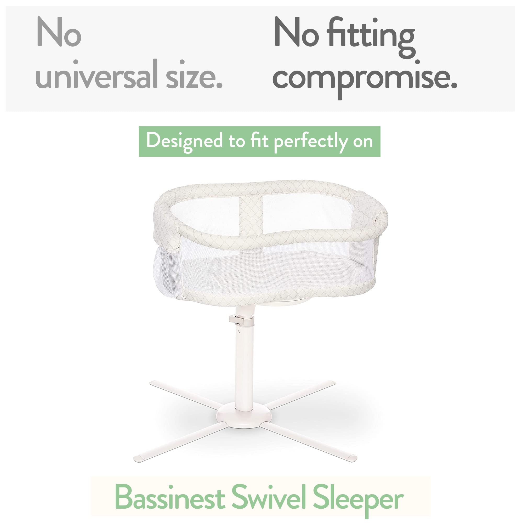 Joey + Joan bassinet fitted sheet dark grey on Halo bassinet, breathable fabric.