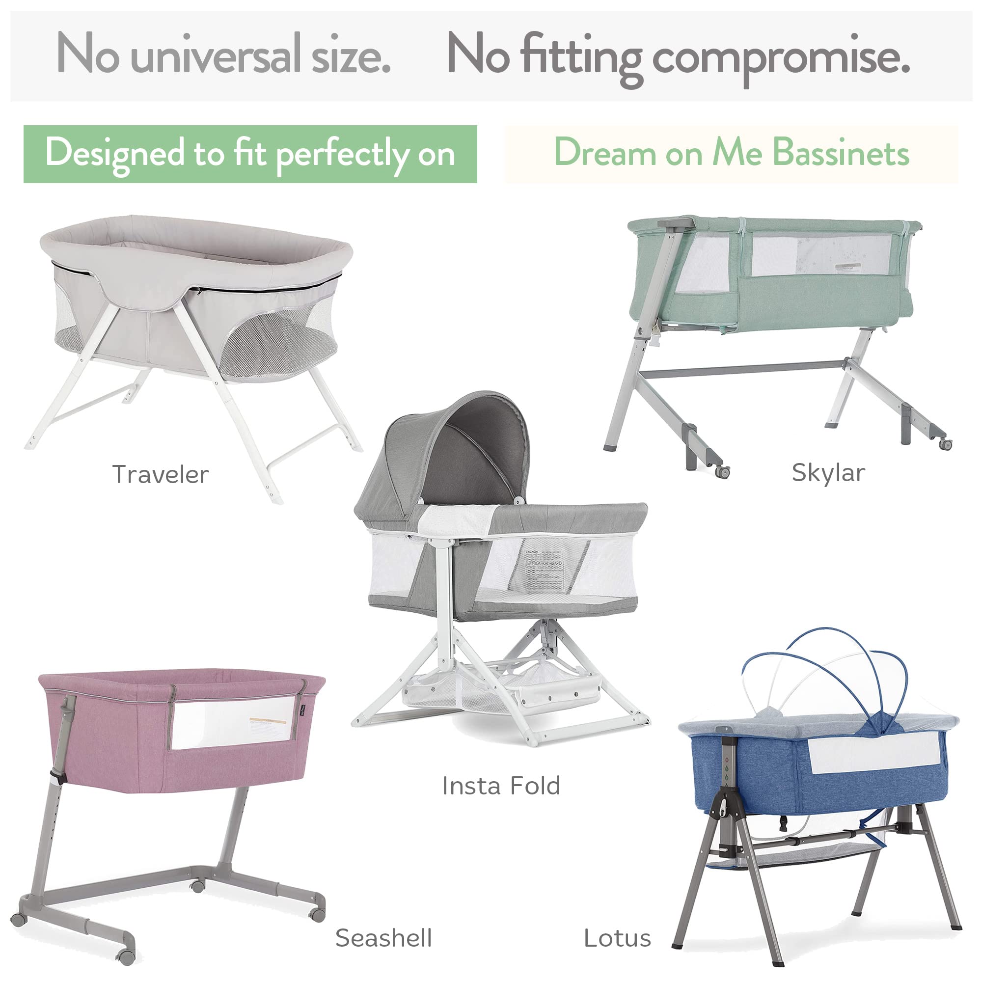 Joey + Joan fitted sheets for Dream on Me Traveler, snug and secure.
