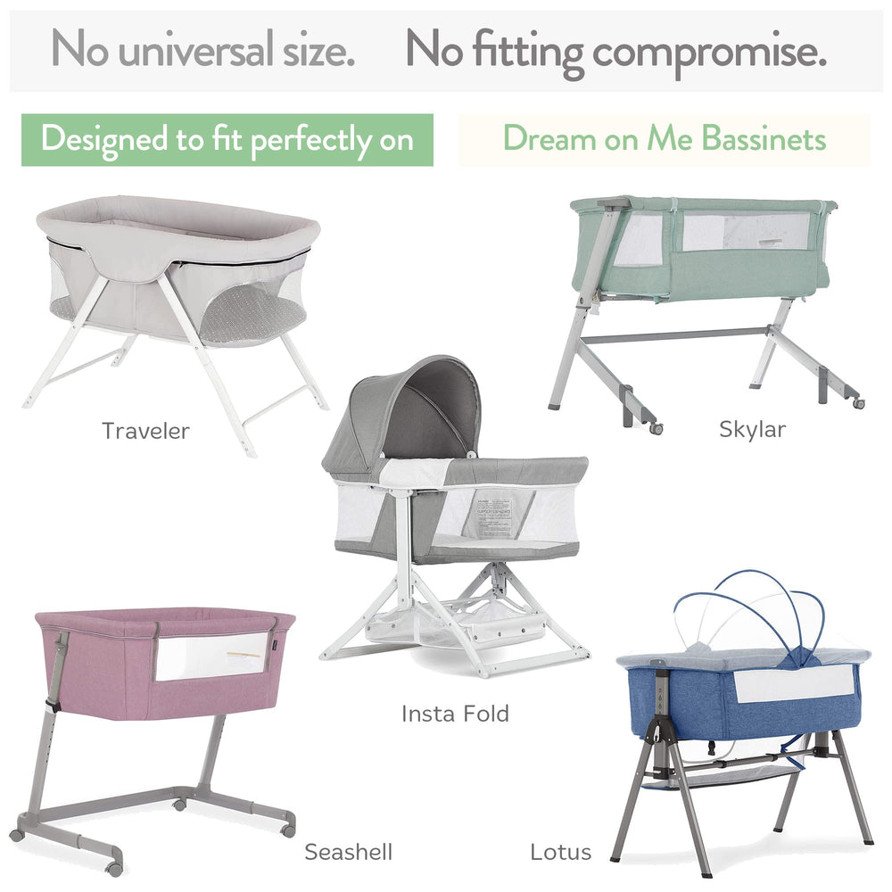 Joey + Joan fitted sheets for Dream on Me Traveler, snug and secure.