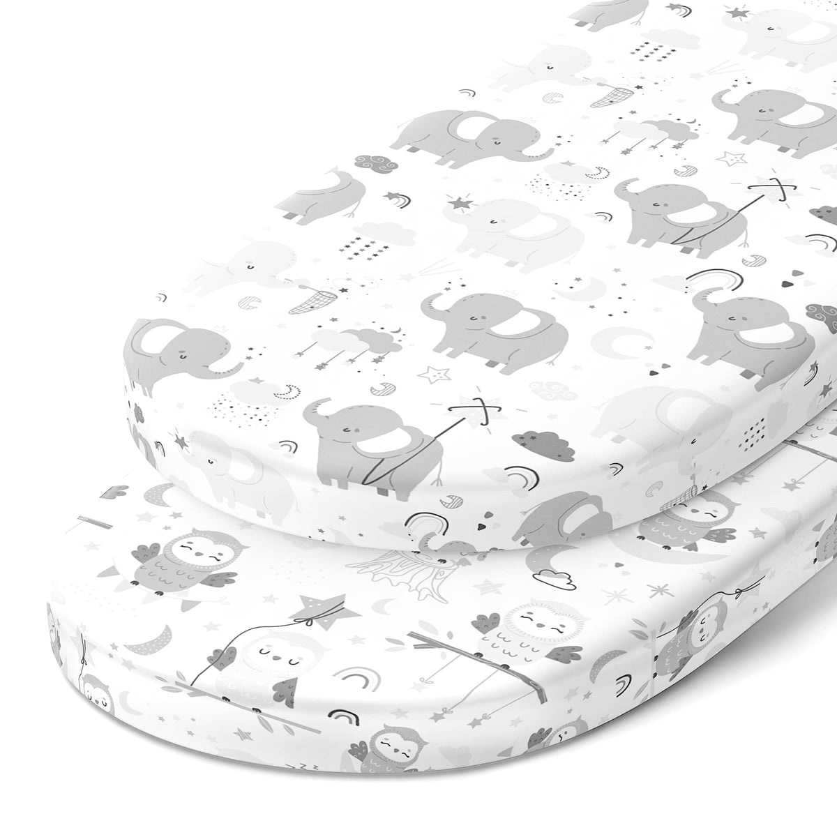 Joey + Joan bassinet sheets for Fisher-Price Soothing Motions provide a soft, calming sleep surface.