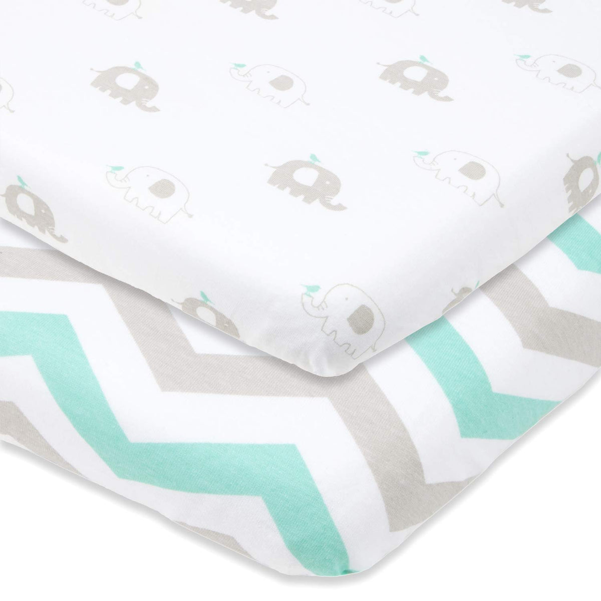Joey & Joan bassinet sheets in grey offer breathable jersey cotton for peaceful naps.