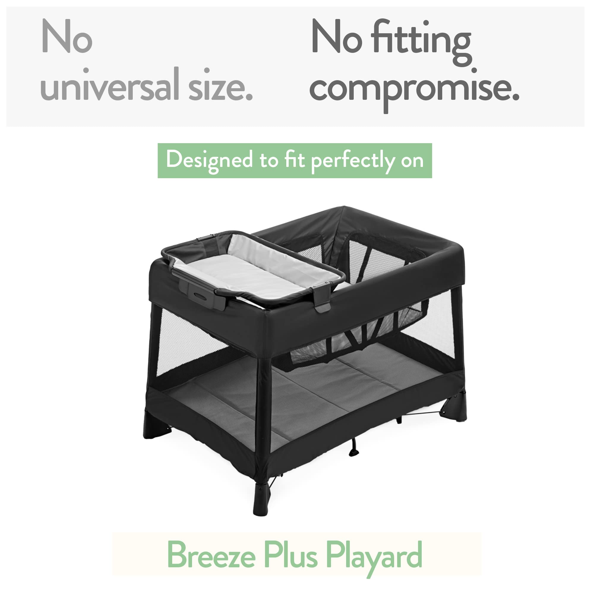 Joey + Joan Breeze Plus compatibility ensures secure playard mattress