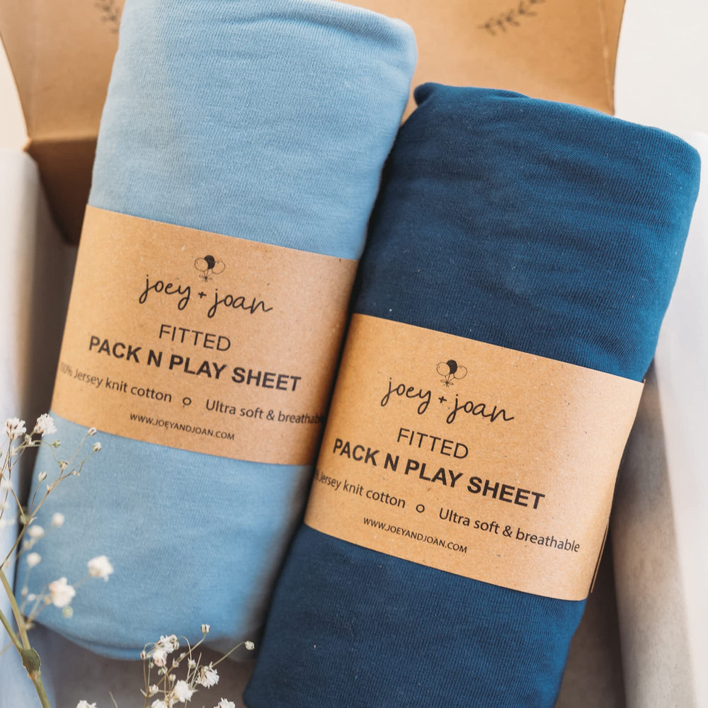Joey + Joan pack and play sheets demonstrate serenity softness for baby sleep