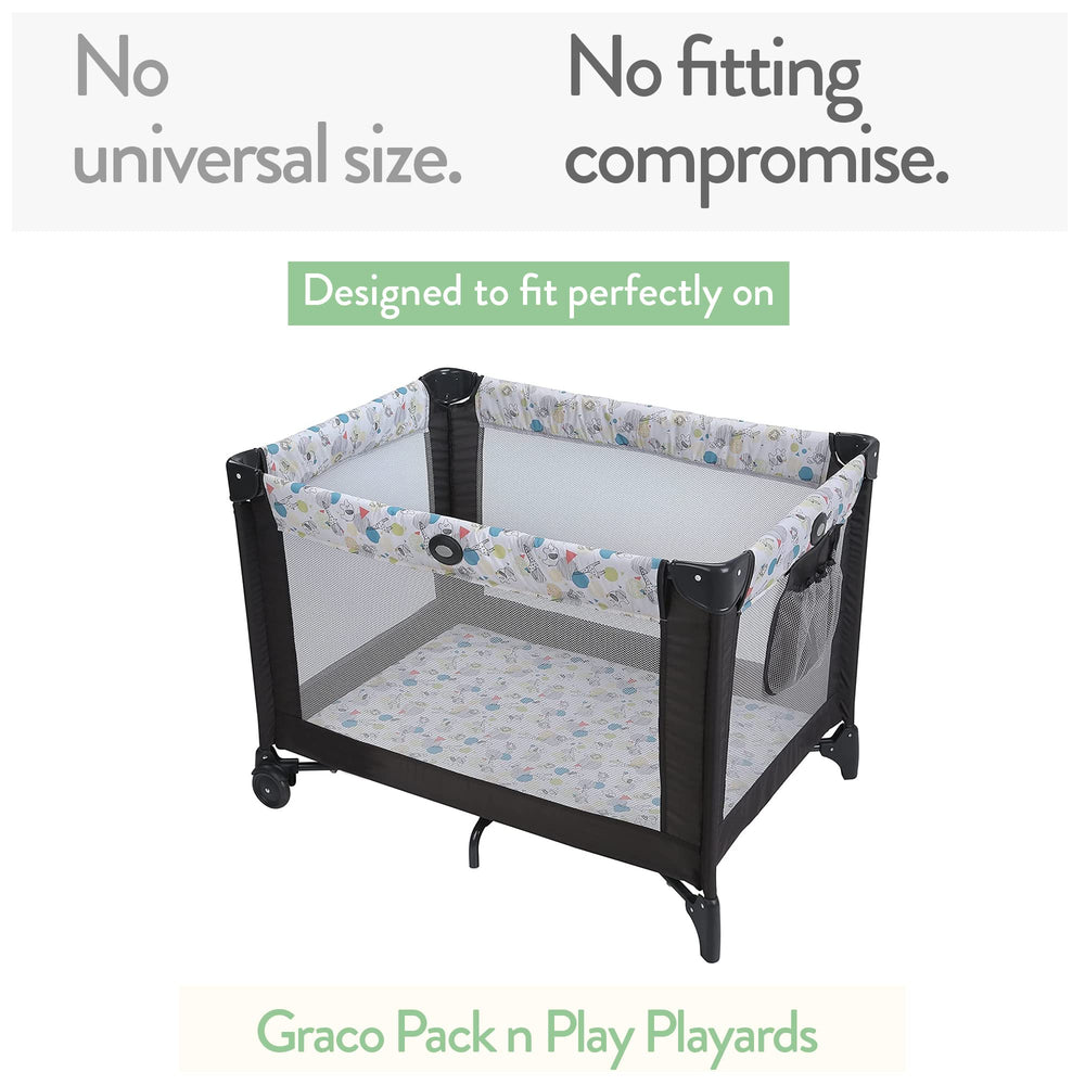 Joey and Joan two-pack fitted sheets on a 27x39 pack n play mattress