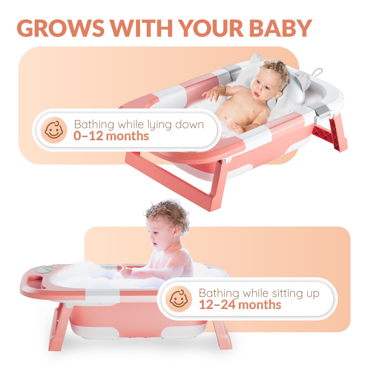 Joffi Baby tub used in shower or sink for flexible bathing options